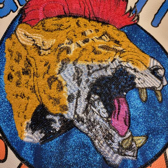 Azalea Wang Graffiti Screams Jacket Womens XL Moto Studded Faux Leather WX055D - Picture 14 of 15